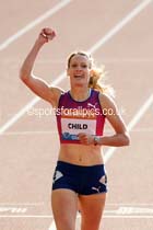 Eilidh Child wins the 400 metres hurdles at the Glasgow Diamond League. Photo: David T. Hewitson/Sports for All Pics